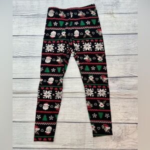 Holiday Time Christmas Leggings Girls 7/8 - Santa, Reindeer & Snowflakes